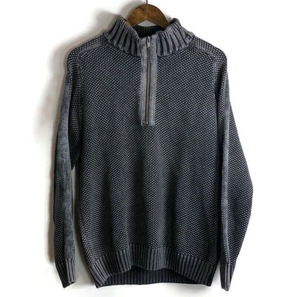 Carbon Other - CARBON 2 COBALT Mens Gray Quarter Zip Mock Long Sleeve Sweater Size M Hi Def